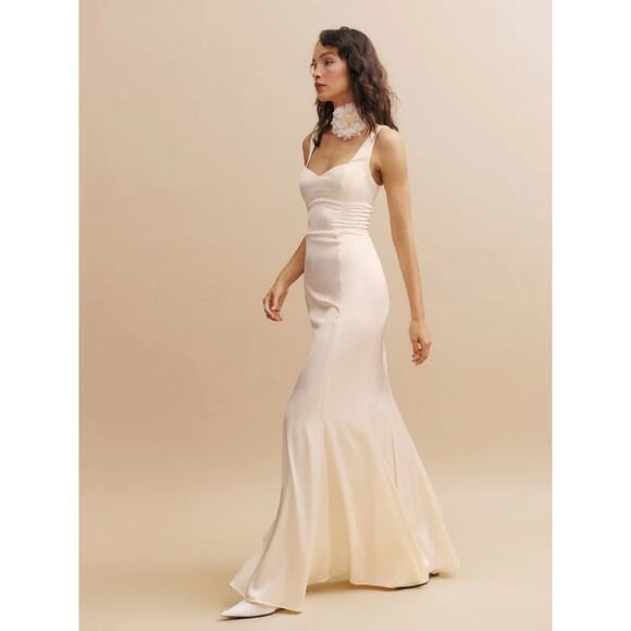 Reformation Payton Satin Dress Fior Di Latte - Picture 3 of 15